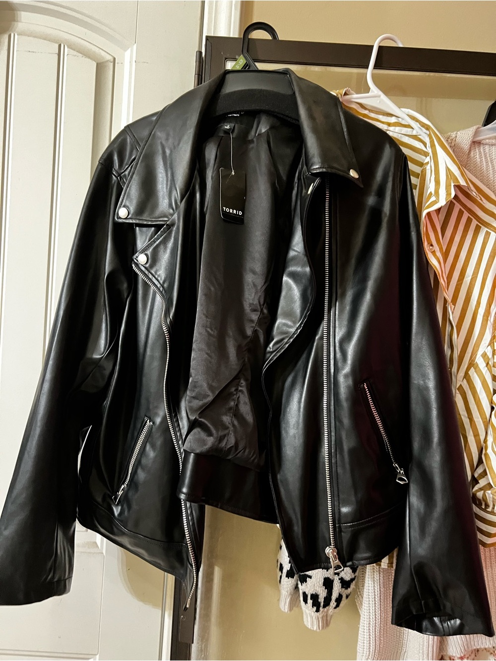torrid Black Faux Leather Moto Jacket with Silver Hardware